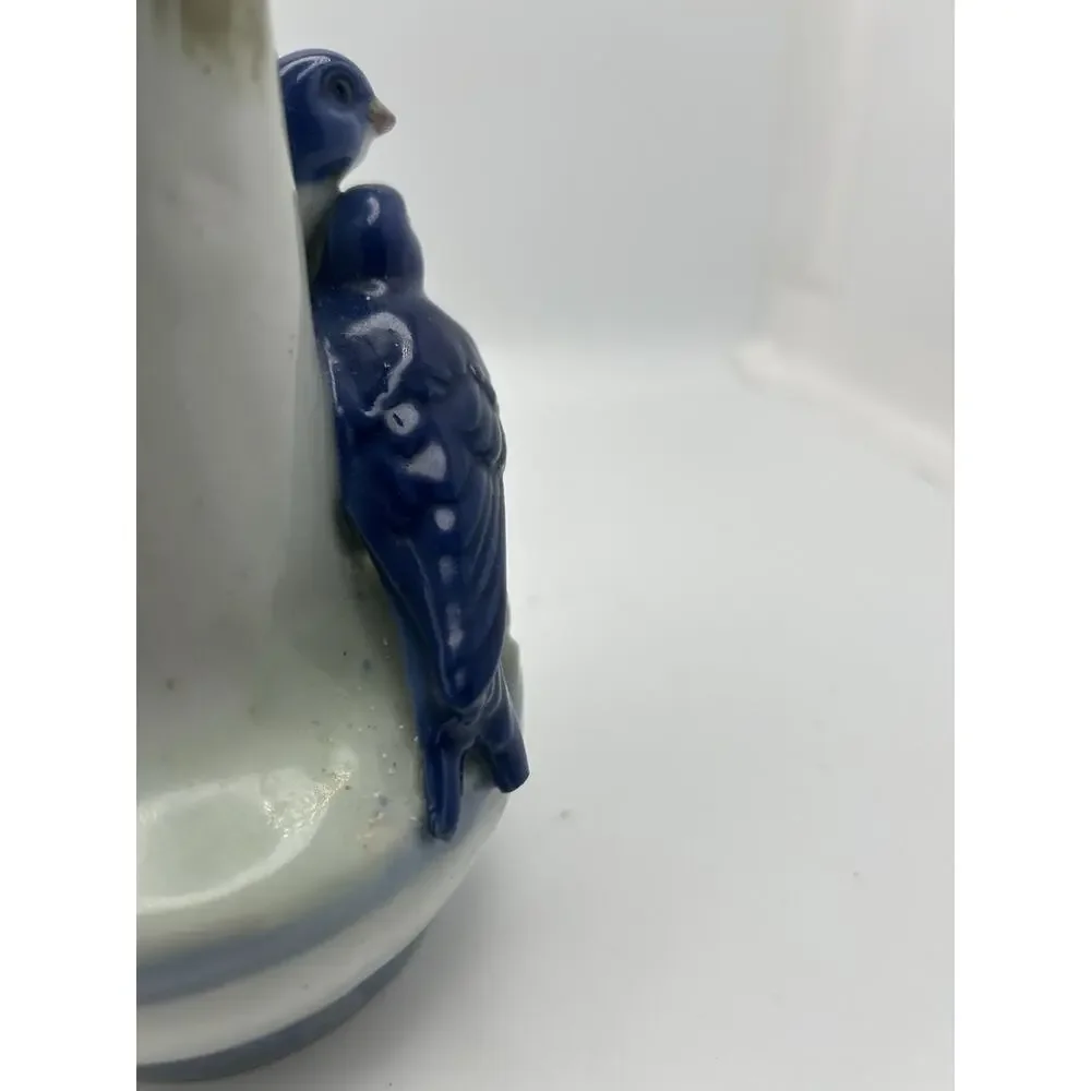 Vintage Porcelain Vase. Representing Trees And Birds.
